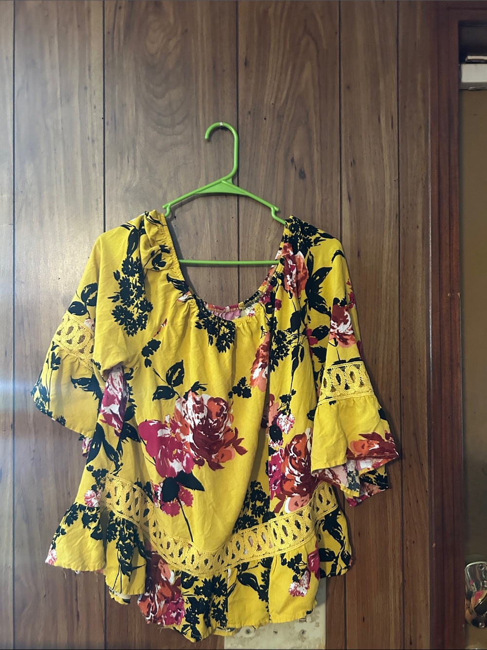 Unique Spectrum Yellow Floral Ruffle Tunic